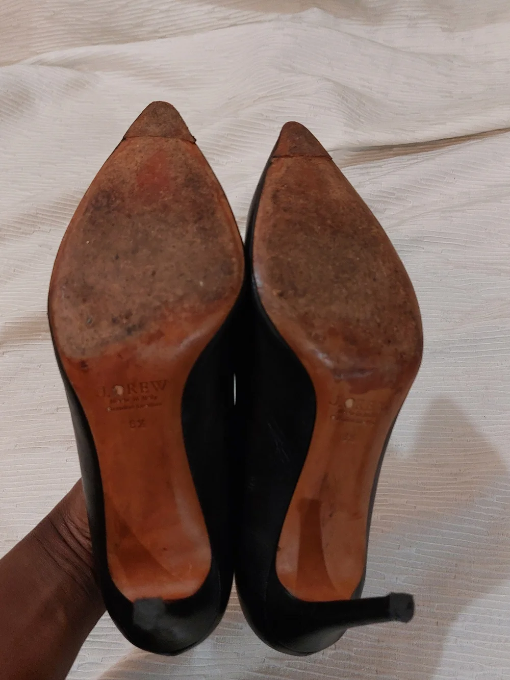 J. Crew Black Leather Pointed-Toe Pumps Size 8.5 Made In Italy